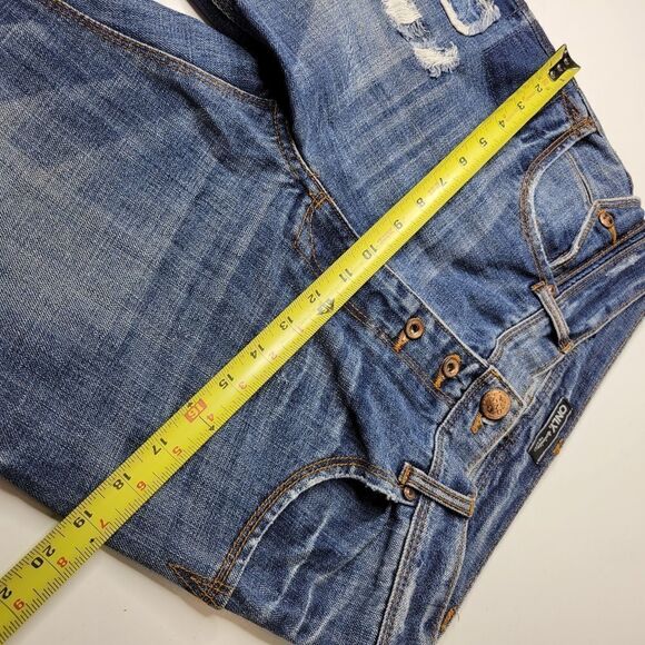 28 ONLY Gwen European distressed OOAK artisan Boyfriend loose fit blue JEANS 32 - Picture 3 of 15